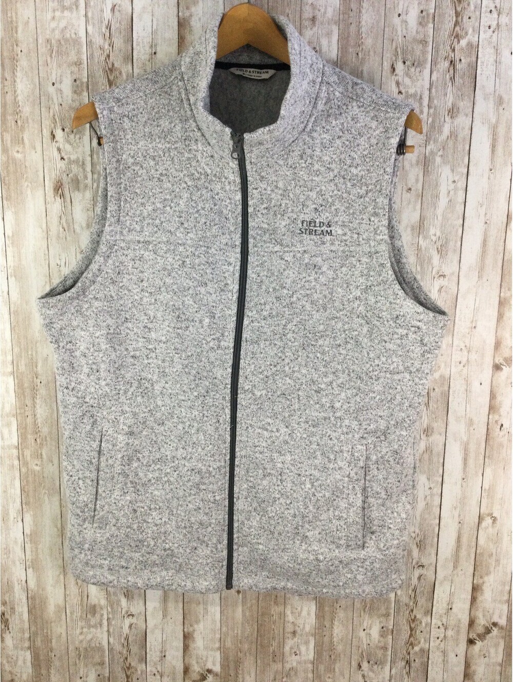 Field & Stream Full Zip Fleece Vest Mens Size M Heathered Gray Pockets